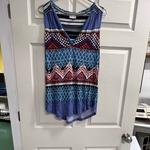 Anthropologie Meadow Rue Red, White and Blue Sleeveless Top - Size Medium - EUC